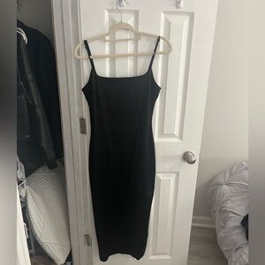 NWT Abercrombie Wedding Guest Dress, midi satin dress with slit on leg. Medium